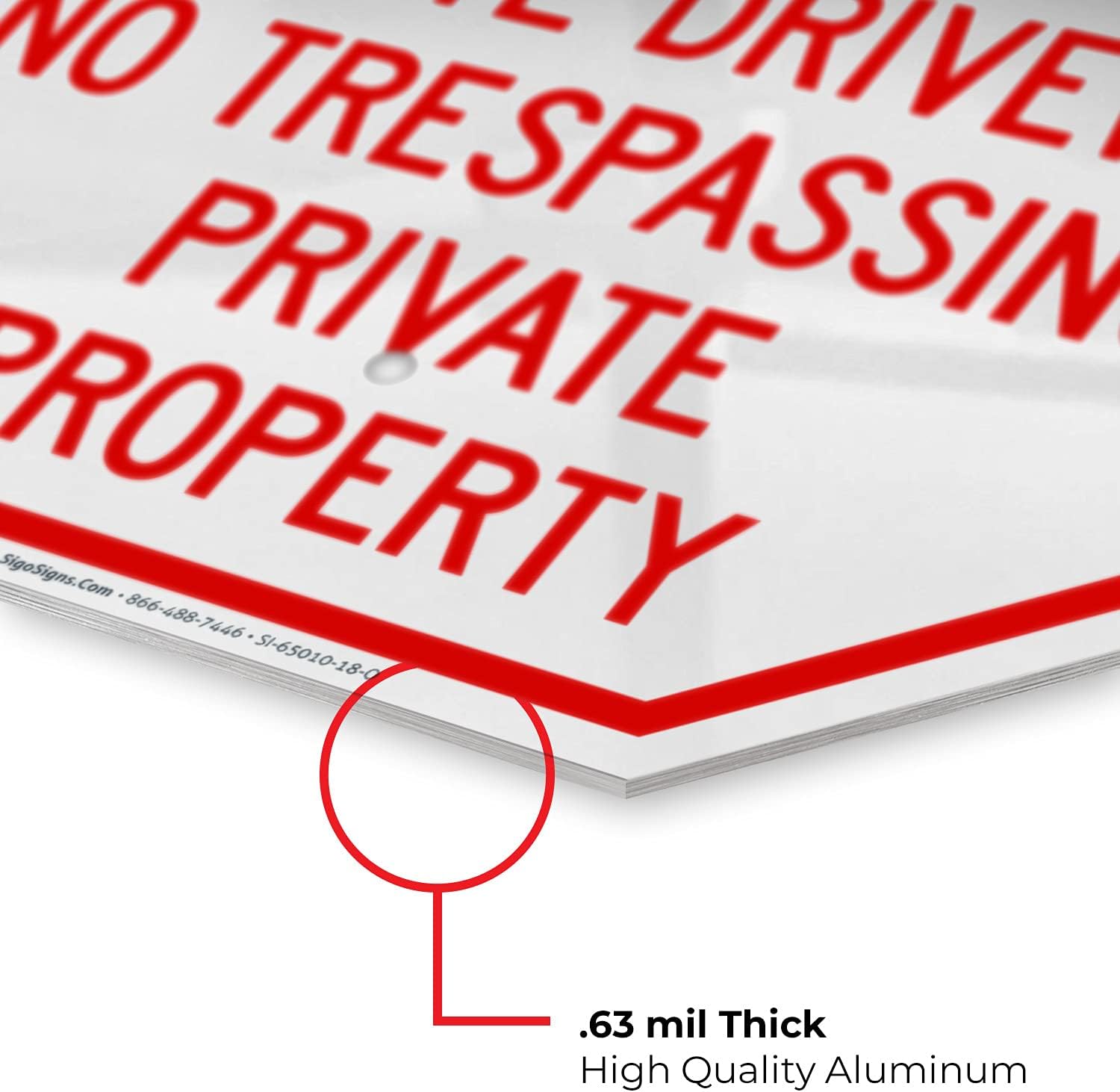 Stop No Turn Around Private Driveway No Trespassing Private Property Sign, 18x18 Inches, Rust Free .063 Aluminum, Fade Resistant, Made in USA