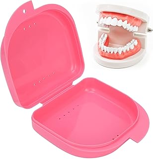 Denture Case, with Vent Holes Denture Container False Teeth Container Plastic Dental Retainer Box for Orthodontic Retainer Pink