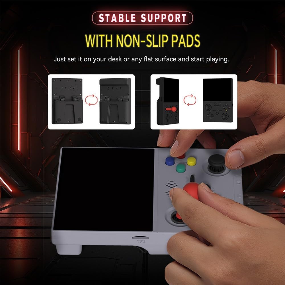 Retro Handheld Spielkonsole mit 4,5 Zoll IPS HD Display, 18000+ Klassische Spiele, 30+ Emulatoren, Abnehmbarer Joystick, Tragbares Design für Unterwegs(Gay)