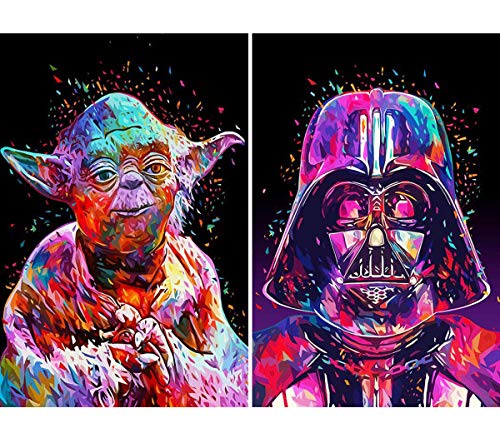 2 Pack 5D Full Drill Star Fighters Diamond Painting Kit, UNIME DIY Diamond Rhinestone Painting Kits for Adults and Beginner Diamond Arts Craft, 16 X 12 Inch (Star Fighters Diamond Painting Kits)