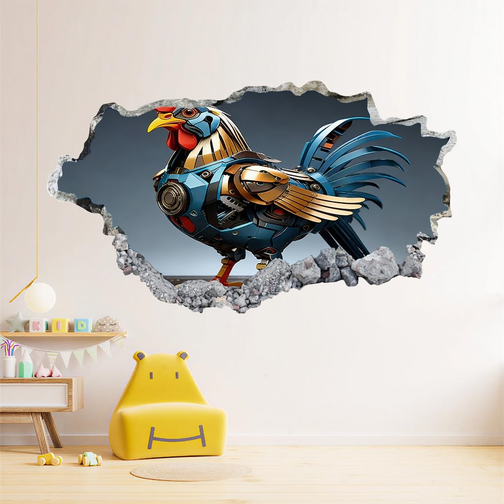 3D Wandtattoo Wanddurchbruch, Hahn Durchbruch Wandaufkleber für Kinderzimmer, sticker für Wohnzimmer, Cyberpunk Wandsticker, Wandbild Junge Mädchen Schlafzimmer