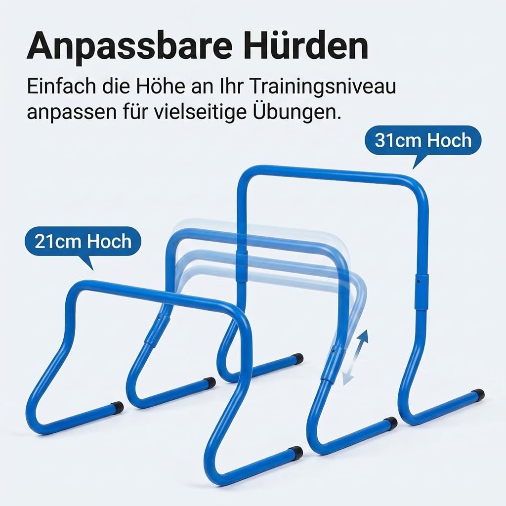Fussball Trainingszubehör Agility Set, Koordinationsleiter 6m mit 42.5cm Sprossen, 12 Hütchen 16cm Scheiben, mit Tasche für Fußballspieler, Agility-Leiter-Set 4