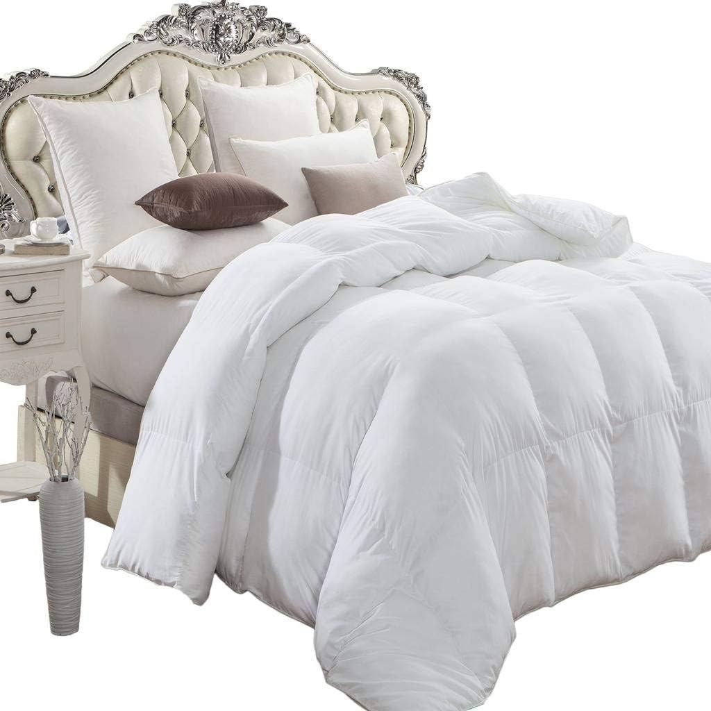 Luxurious 1200 Thread Count Twin/Twin XL Size Goose Down Alternative Comforter, 100 Percent Egyptian Cotton, 750FP, 50Oz, Solid White Down Alt Comforter