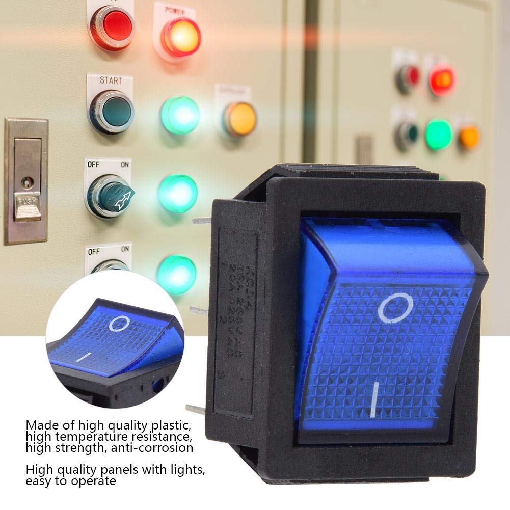 Interrupteur à Bascule LED Bleu 250V 16A - Bouton Lumineux KCD4 On/Off, Neuf Générique