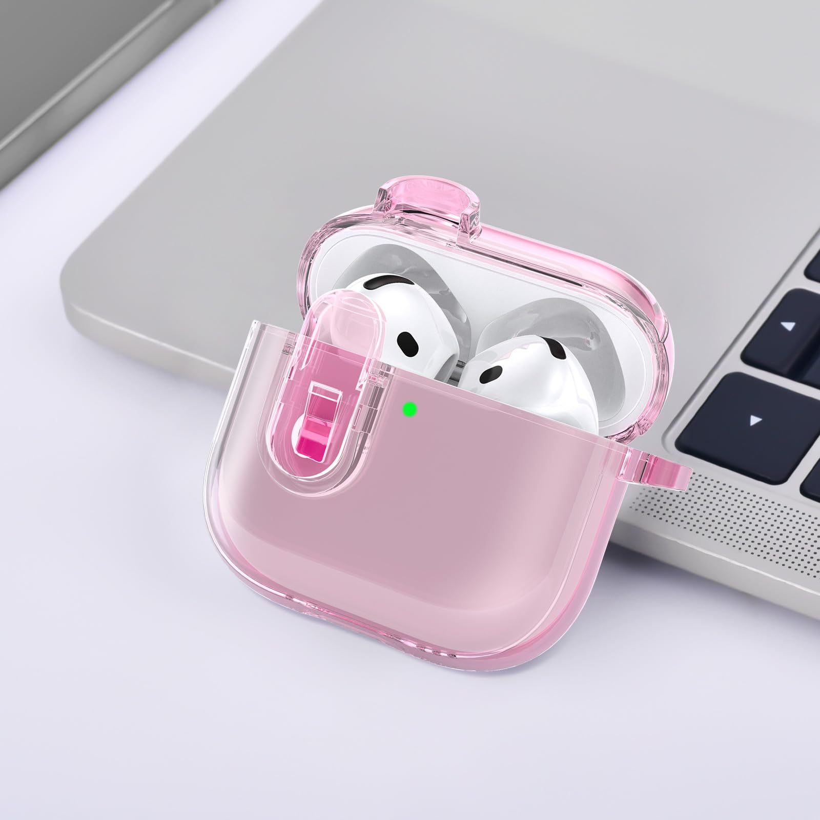 (with Safety Lock) Clear Case Compatible with Cute Apple Airpods 4 Cases 2024 Women, VISOOM Soft TPU Transparency Air pods 4 Gen Cases iPods 4 Earbuds Case Girl Bling Keychain for Airpod iPod 4th Gen