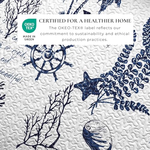 Great Bay Home Twin/Twin XL Coastal Bedding Set, Summer Coastal Quilt with Sham, Beach 2-Piece Reversible All Season Bedspread Quilt Set. Lightweight Nautical Quilted Coverlet. Navy - Image 3