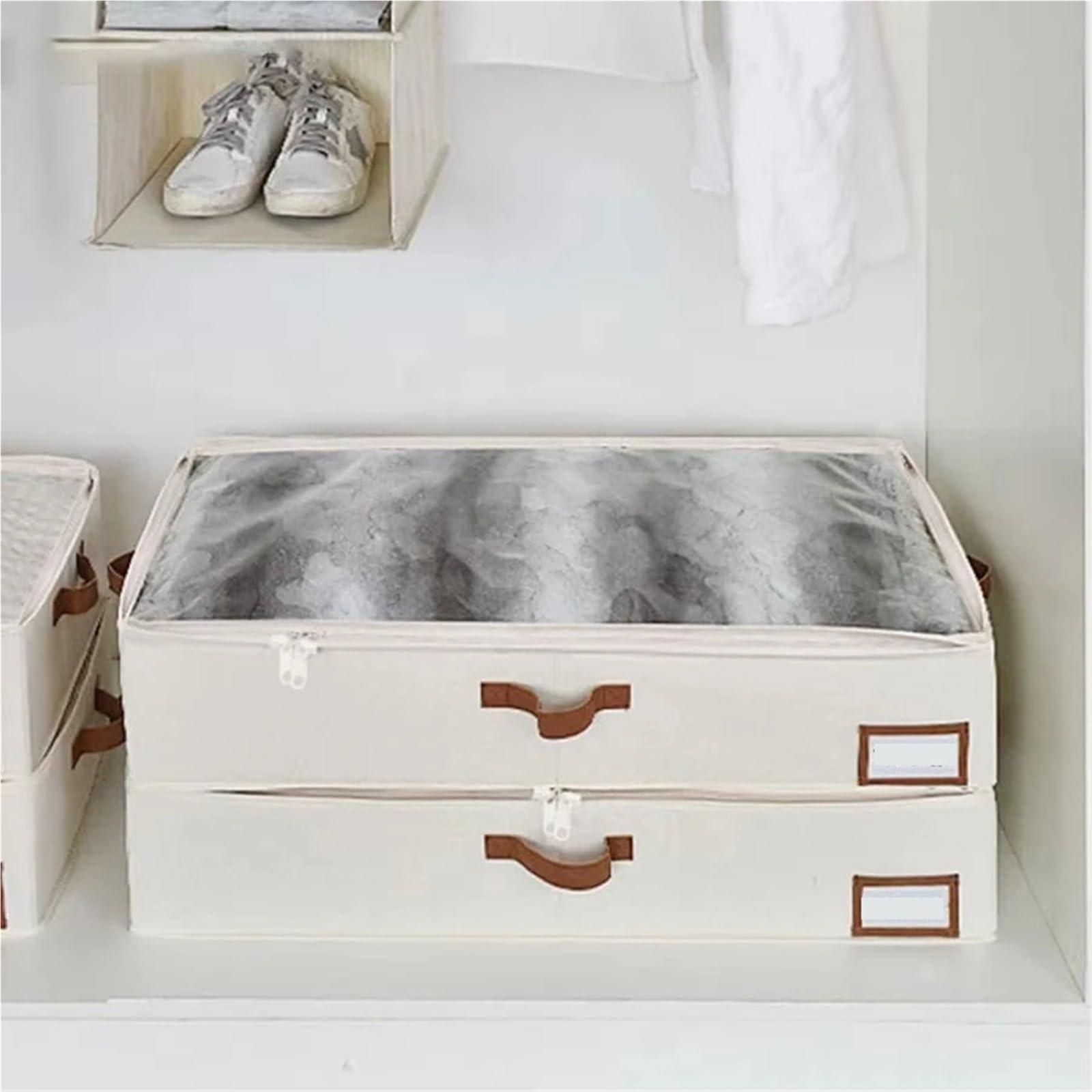 Faltbare Kleideraufbewahrung Foldable Underbed Storage Box for Clothes Under Bed Clothes Organizer with Sturdy Structure and Ultra Thick Fabric(4pcs)