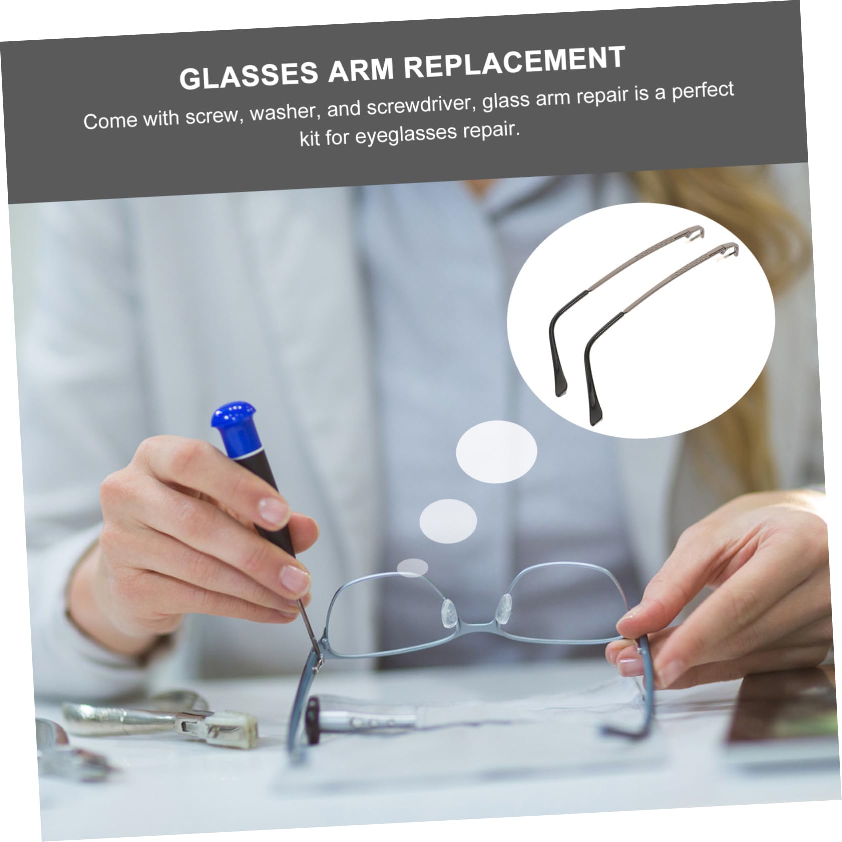 ULTECHNOVO 4juegos Kit De Reparación De Gafas Patillas Metálicas y Destornillador Incluye Almohadillas Nasales y Tornillos Para Gafas De Sol y Ópticas Accesorios Prácticos Para Hombres y