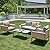Natural Expressions 4-Piece Wicker Patio Furniture Set, All-Weather Rounded Rattan Outdoor Conversation Set Sectional Sofa with 5'' Thick Cushions and Coffee Table for Backyard Garden