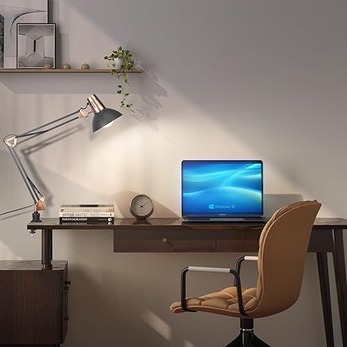 Miniatura 7 de FIRVRE Lámpara de pie de metal con brazo oscilante, lámpara de lectura ajustable para arquitecto, lámpara de pie de poste alto con interruptor de