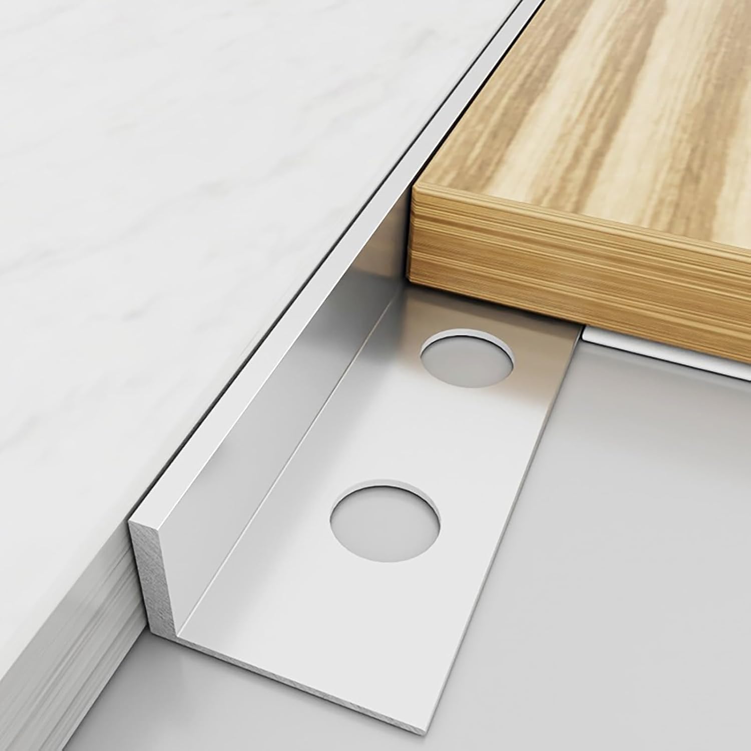 Perfil De Esquina De Tira De Extremo De Azulejo Premium Longitud: 125 Cm * 2 Piezas Perfil De Junta De Aluminio Anodizado Perfil De ángulo Decorativo Para Bordes De Piso Y Pared, Silver, Height: 16 mm