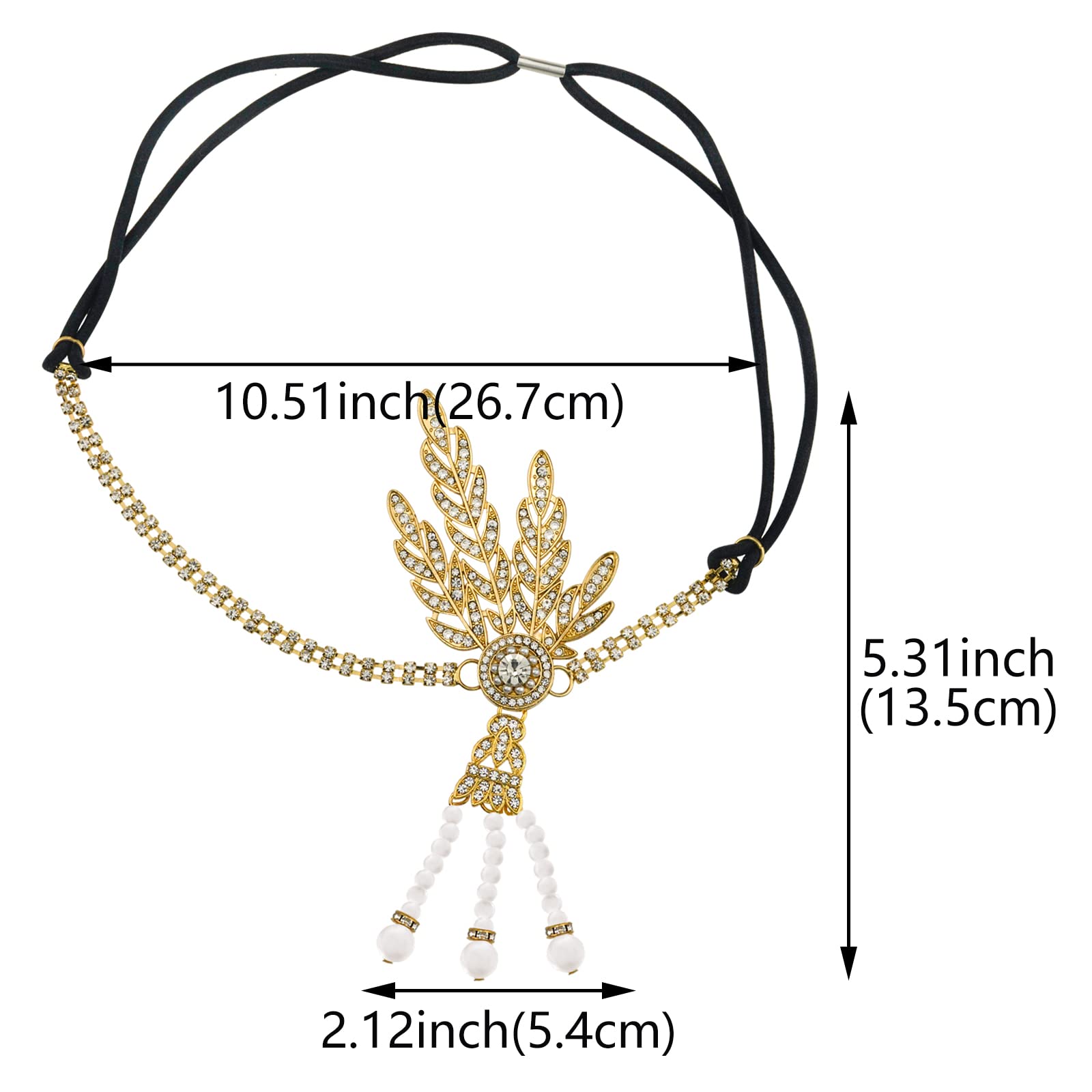 Rhinestones 1920s Headband Vintage Flapper Accessories 1920s Headpiece Pearl Hair Bands Gold Bridal Wedding Flapper Headband 1920s Hair Accessories for Women (Gold) - Image 2