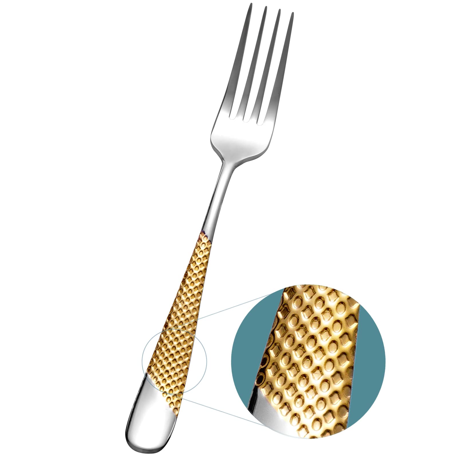 Xideman Silver Gold Dinner Forks, 6 Piece 18/10 Stainless Steel Golden Forks, 8.11