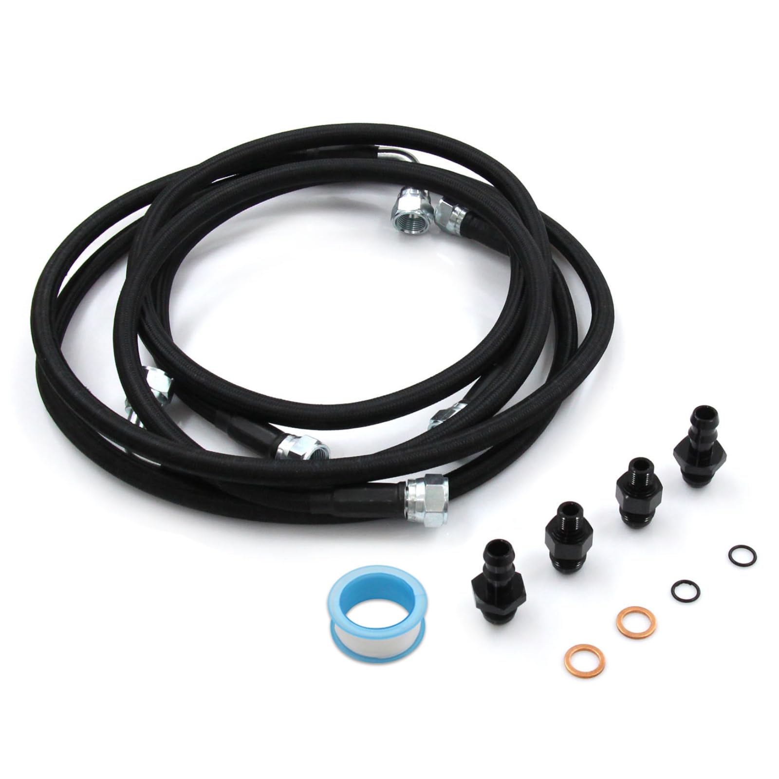 Stainless Steel 48RE Transmission Cooler Hoses Lines Kit Fit For 2003-2007 Dodge Ram Cummins 5.9L Diesel with tape