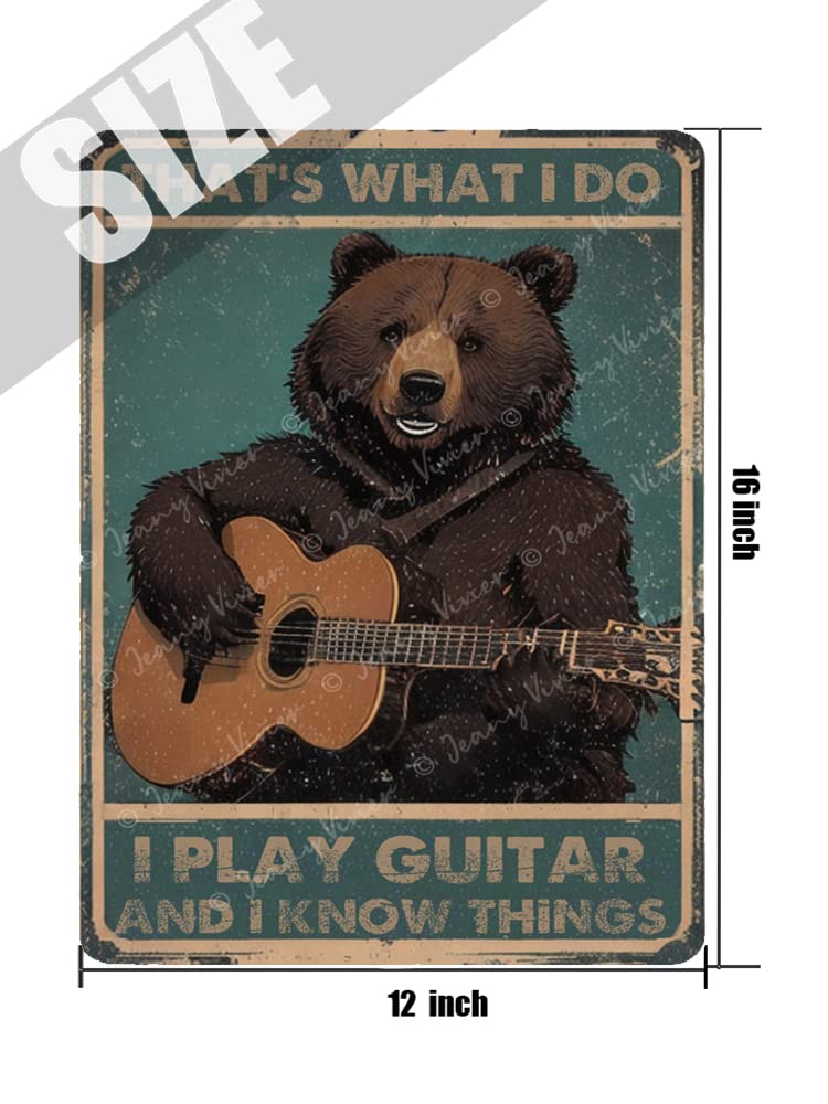 Guitar Knowledge - Targa in metallo retrò con scritta in lingua inglese  Guitar Knowledge, per decorazione da parete, 20 x 30 cm, per bar, caffetterie e club