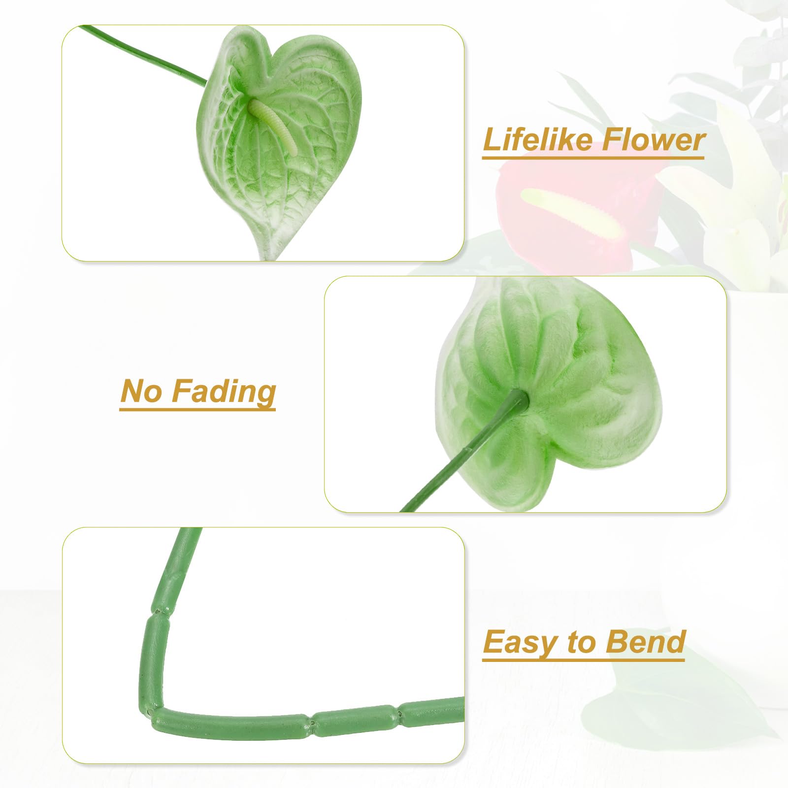 PATIKIL 13" Artificial Anthurium Lily Flowers - Image 3