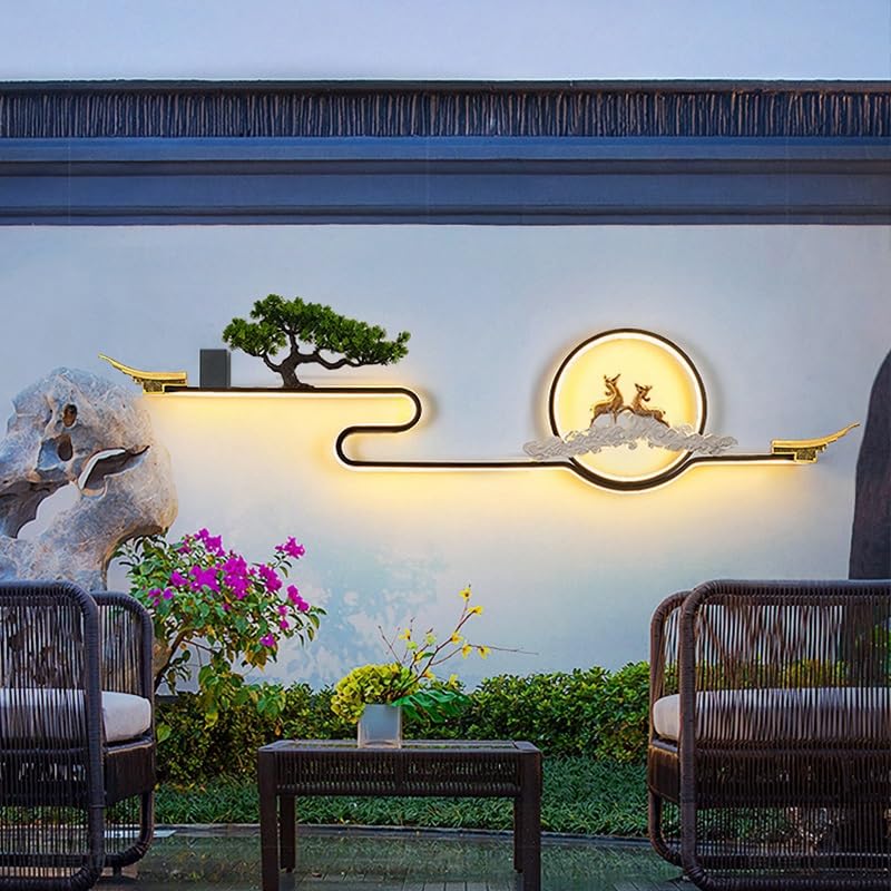 TEESONG Aplique de Pared Exterior Lámpara de pared al aire libre del estilo chino chalet, lámpara decorativa paisaje la pantalla exterior patio Lámparas de Pared para Exteriores