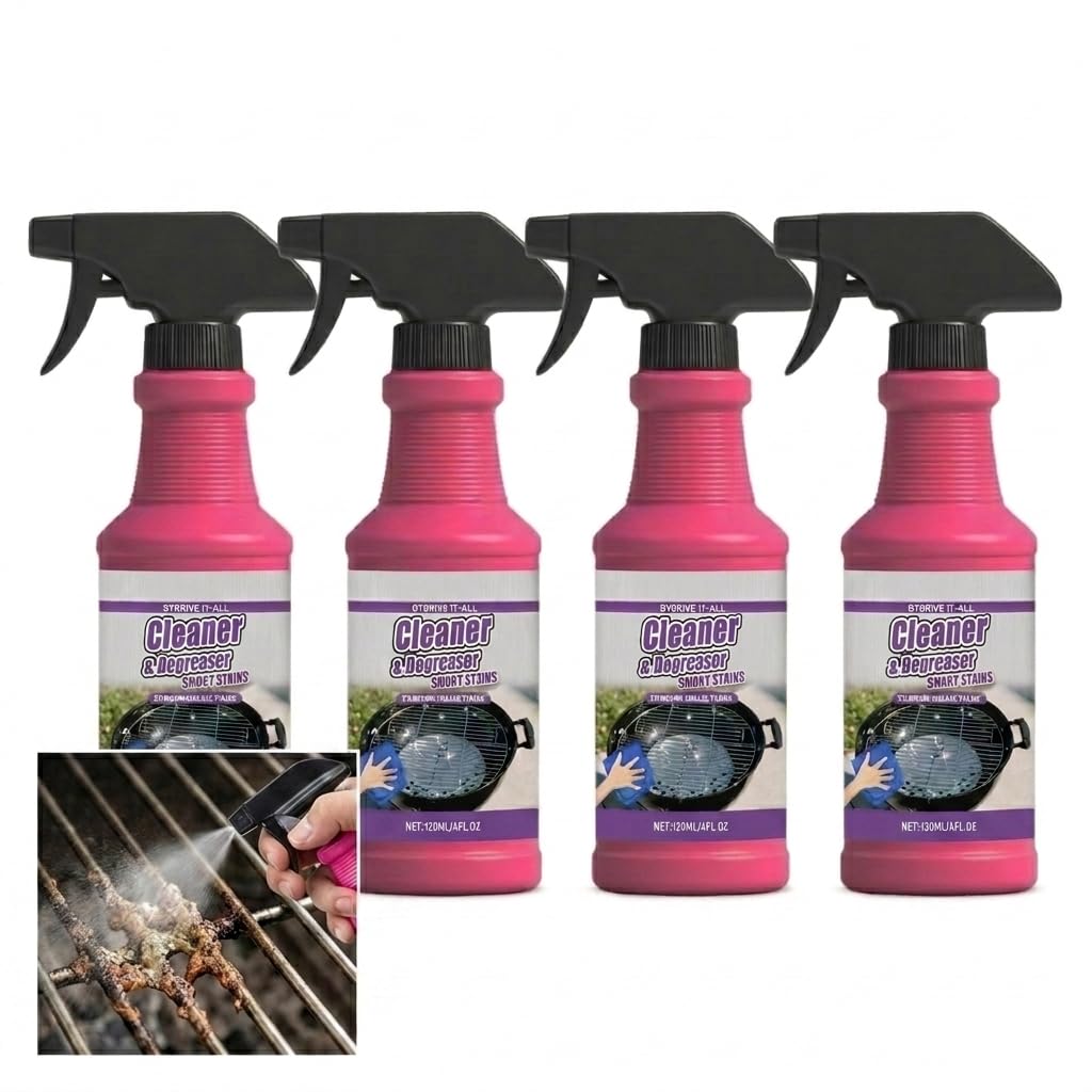 Neuer Grillreiniger-Spray 2026, Hochleistungs-Grillfettentferner, vielseitig einsetzbar für die Reinigung stark verschmutzter Grills und Küchen, entfernt effektiv und schnell hartnäckiges Fett. (4PCS)