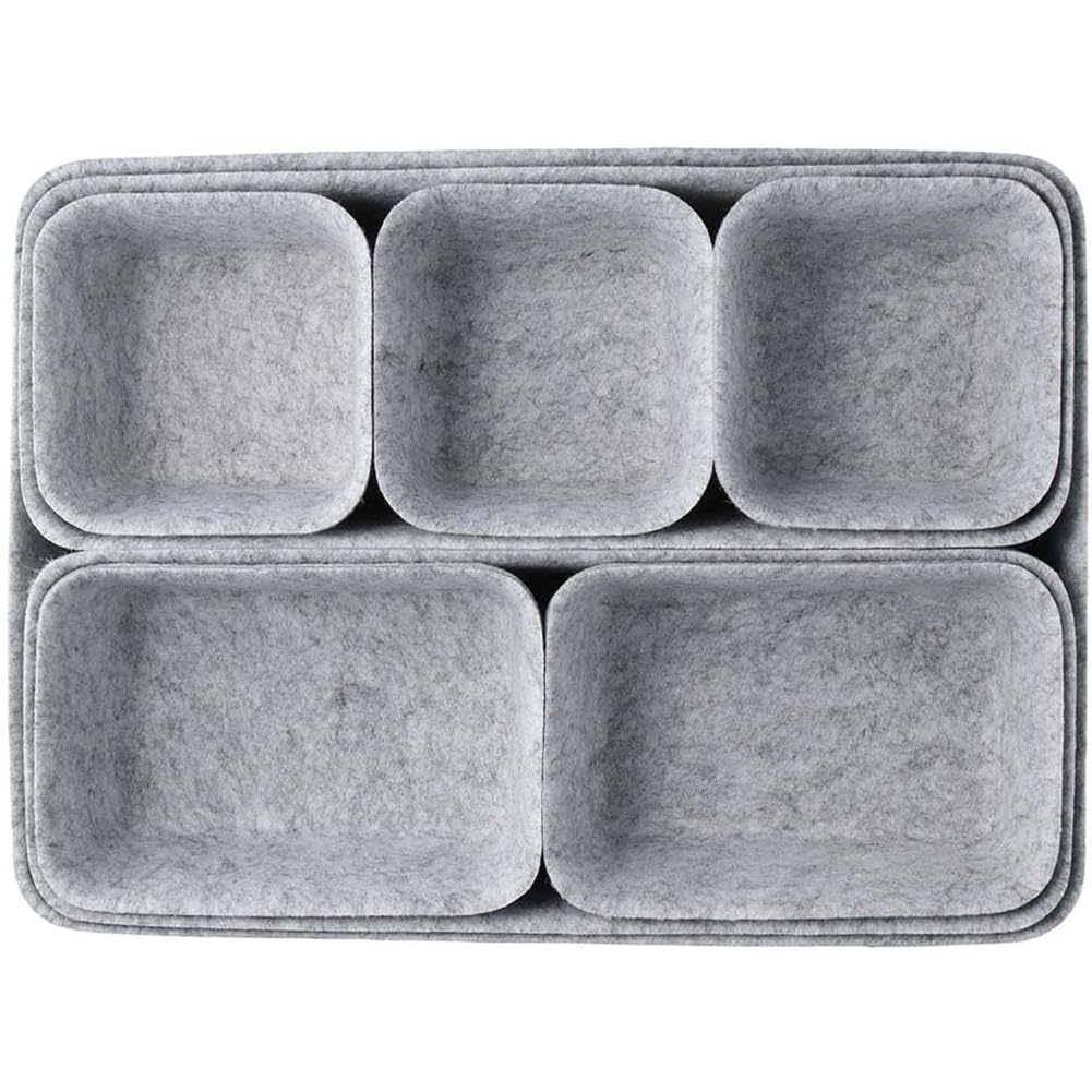 UDSKNV[KSL Light Gray Felt 8-Piece Set Storage Box for Makeup Table Forming Organizing