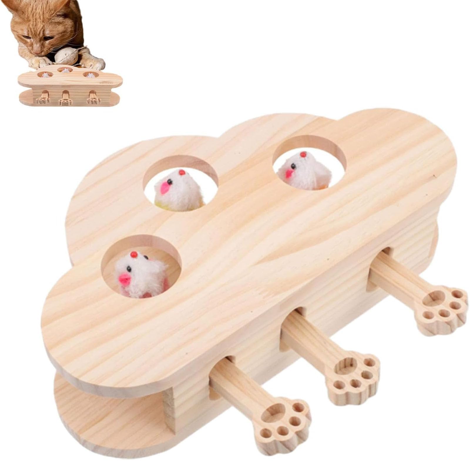 Interaktywna zabawka dla kota, symulacja walnięcia kreta, gra wewnętrzna z litego drewna dla kotów