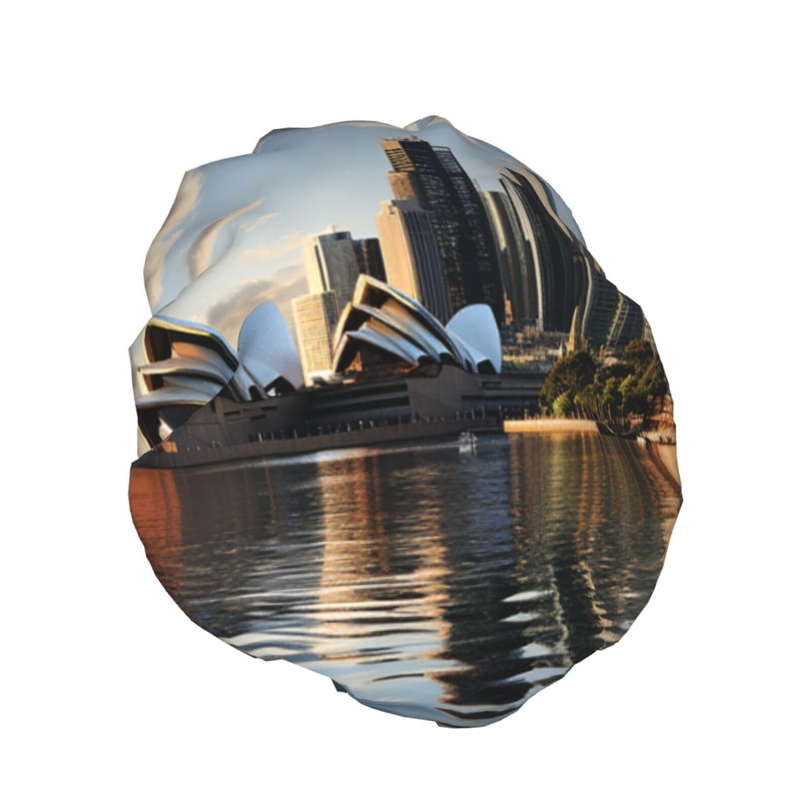 City Sydney Shower Cap for Women Reusable Waterproof Shower Bonnet Washable Elastic Band Bath Hair Hat Double Layered Bath Cap Extra Large for Long Hair