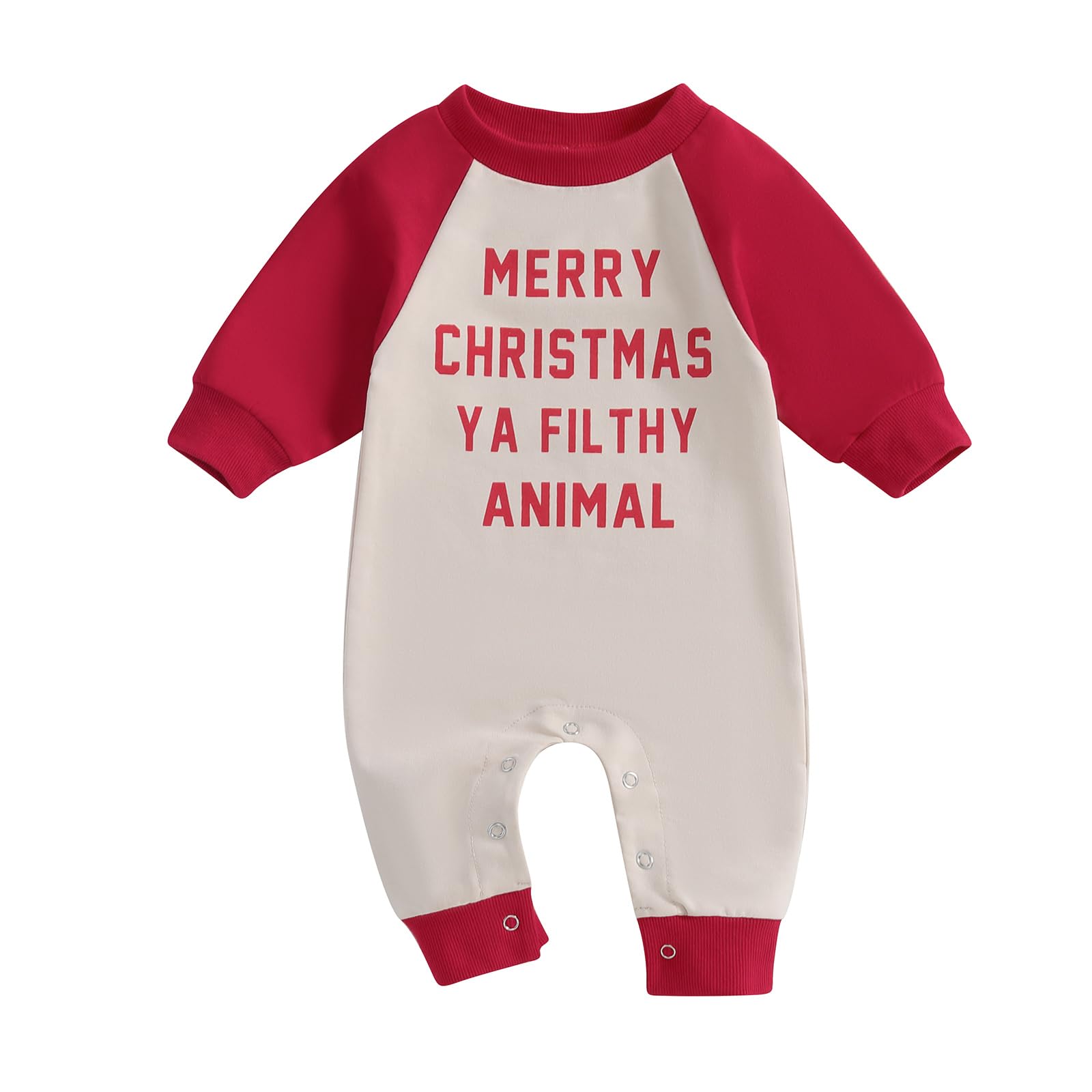 Afunbaby Newborn Baby Boy Christmas Outfit 0 3 6 12 18 Months Long Sleeve Jumpsuit Santa Romper Winter Clothes (Merry Christmas Khaki, 6-12 Months)