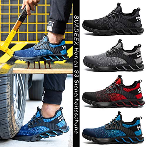Foto von SUADEEX Arbeitsschuhe Herren Sicherheitsschuhe Damen Leicht Sportlich Stahlkappenschuhe Schwarz 43 EU