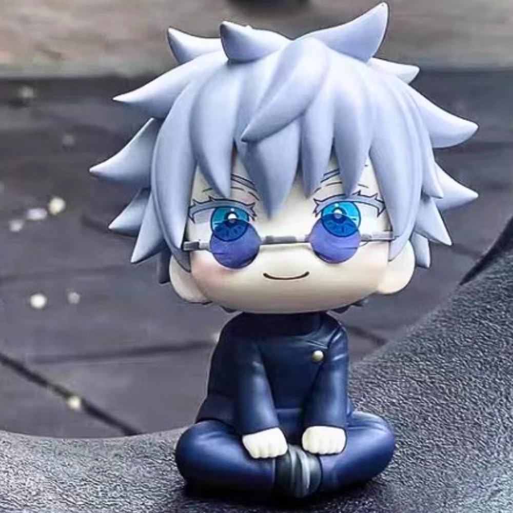 Jujutsu Kaisen Gojo Action Figure Height -10cm Multicolour PVC | Gojo Glare Sitting Chubby
