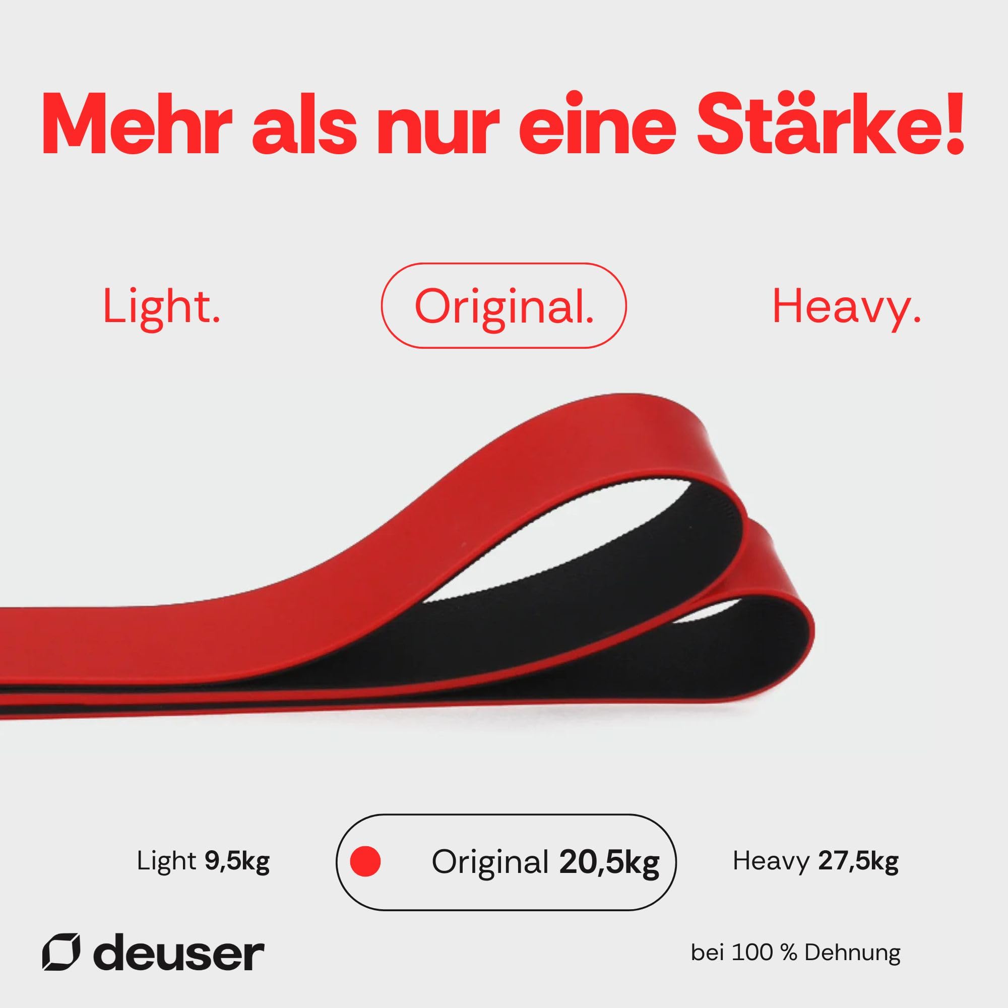 Deuserband Original Widerstandsband Gymnastikband aus Naturkautschuk, vegan, rutschfest, In Deutschland gefertigte Fitnessbänder für Krafttraining, Fitness, Yoga