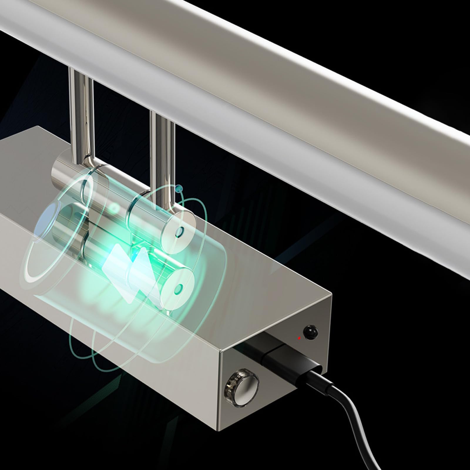 LED Spiegelleuchte Bad Akku Wandleuchte mit Fernbedienung Touch Steuerung Dimmbar Wandbeleuchtung USB Aufladbar Bildbeleuchtung Wandleuchten für Spiegelschrank Badezimmer Wohnzimmer (Silber,40cm)