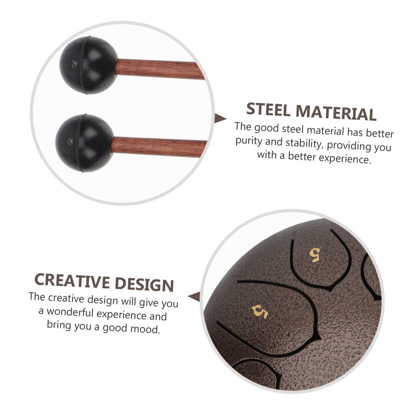 Holibanna 1Set Note Ethereal Tongue Drum Creative Percussion Instrument for Adults Enhances Imagination Concentration for Music Education Relaxation Walnut Color