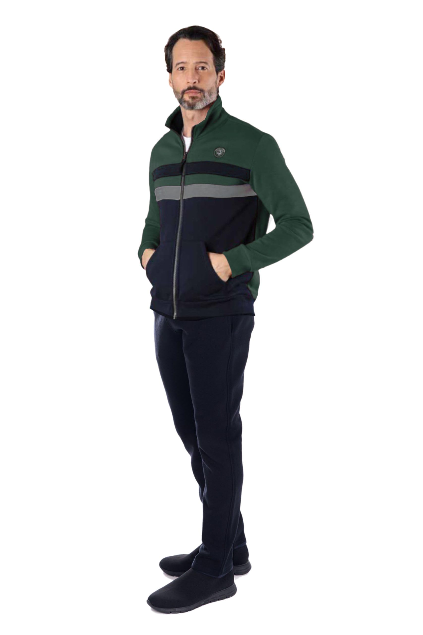 Leo Corsetteria Tuta uomo invernale felpata calda classica con zip cerniera tasche e pantaloni lunghi F.lli_Campagnolo 8Q77146-8Q77275