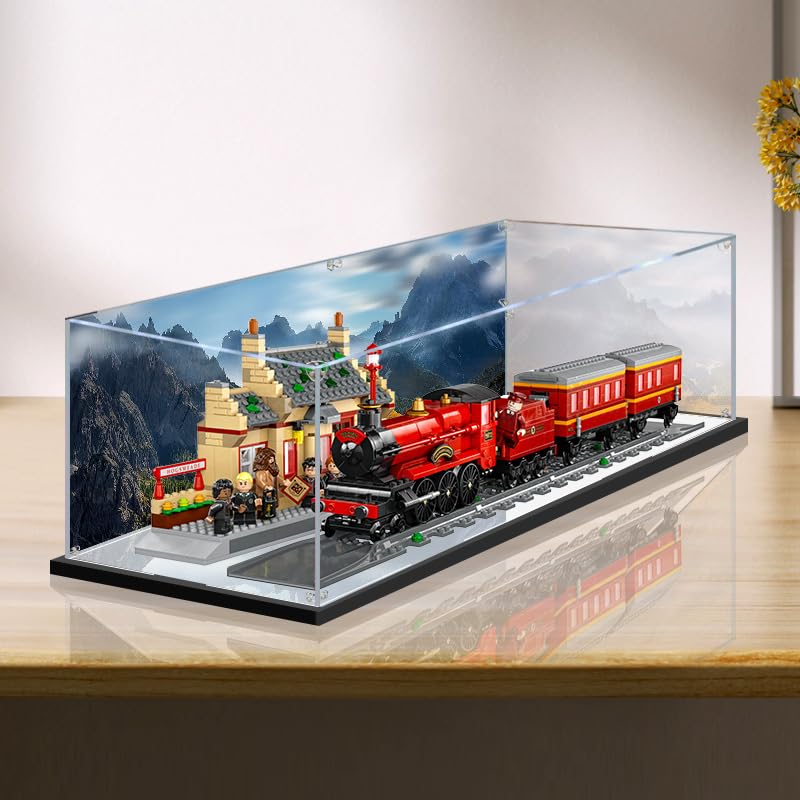 Suitable for Lego Display Boxes. Simple self-Assembly countertop Box, Acrylic Transparent dust-Proof Box, (Mirror + Color Spray, Suitable for Lego Station 76423)