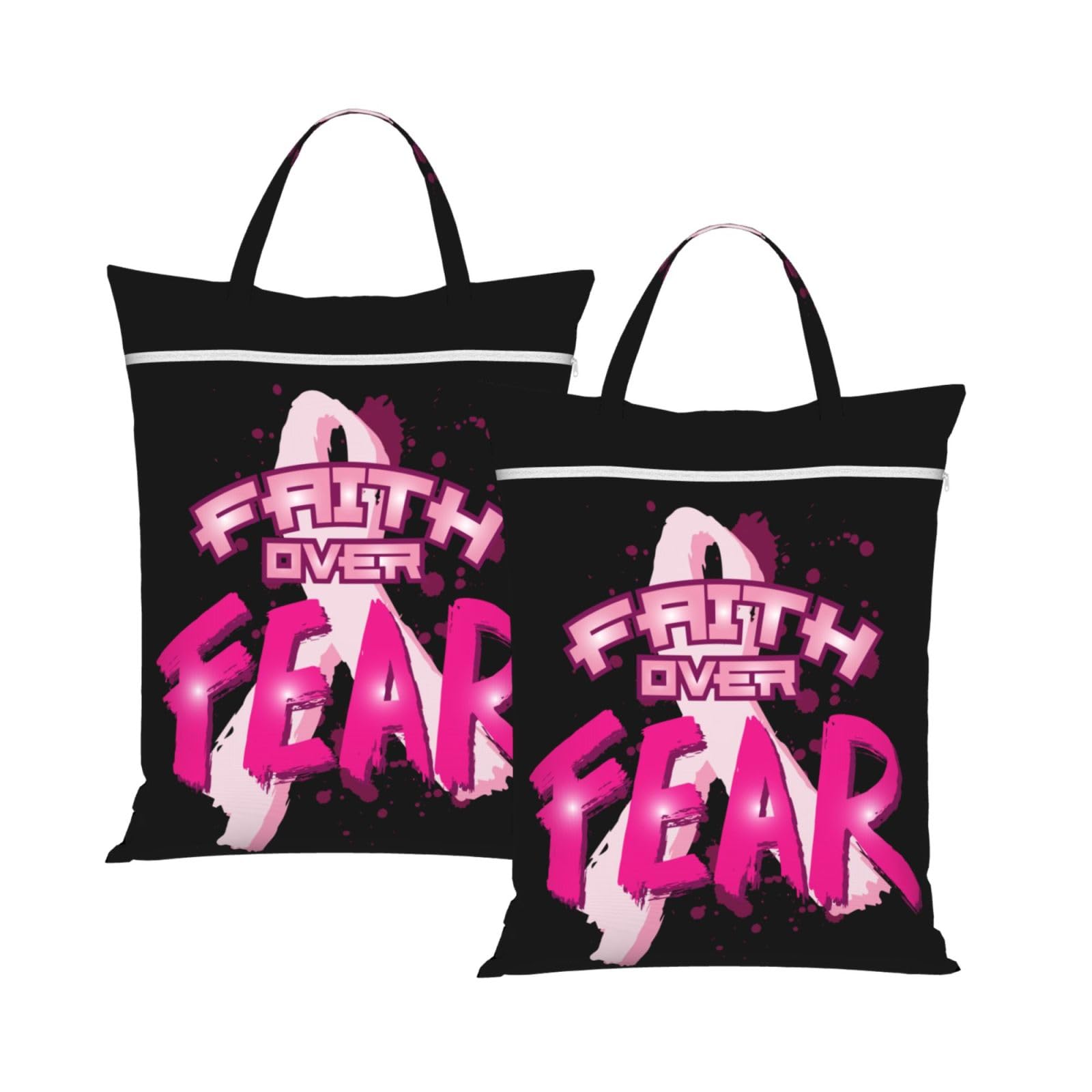 Cyanlit 2Pcs Breast Cancer Awareness 2 Pcs Large Travel Laundry Bags Waterproof Wet Dry Bag For Travel,Swimming