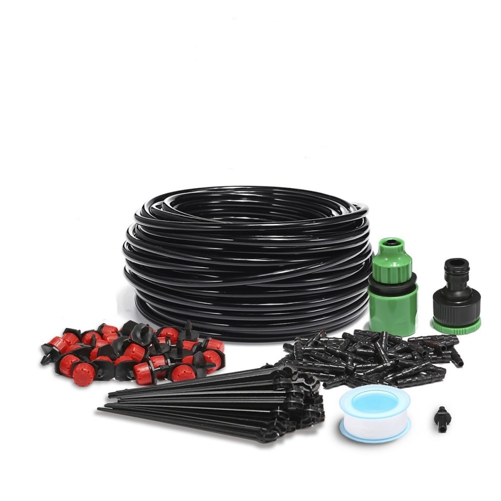 Kit di irrigazione automatica a goccia con gocciolatori regolabili per piante da giardino, fiori, bonsai, sistema di irrigazione automatica efficiente (25 m)