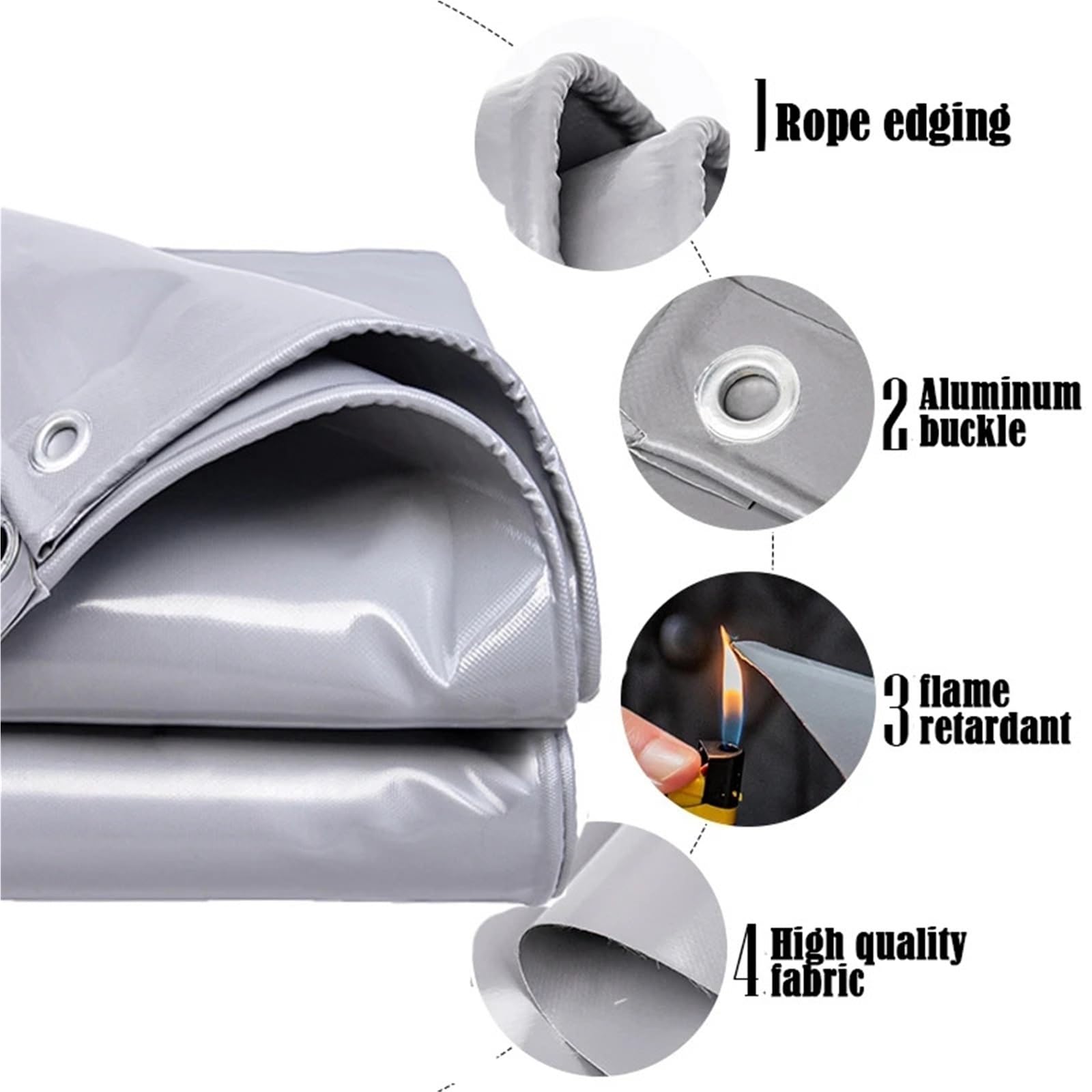 Telone Occhiellato Tela resistente grigia Addensare telone in PVC Tenda da campeggio esterna Baldacchino Pergola Riparo for il sole Capannone for auto Tenda for camion Telo di copertura Telo Antipiogg