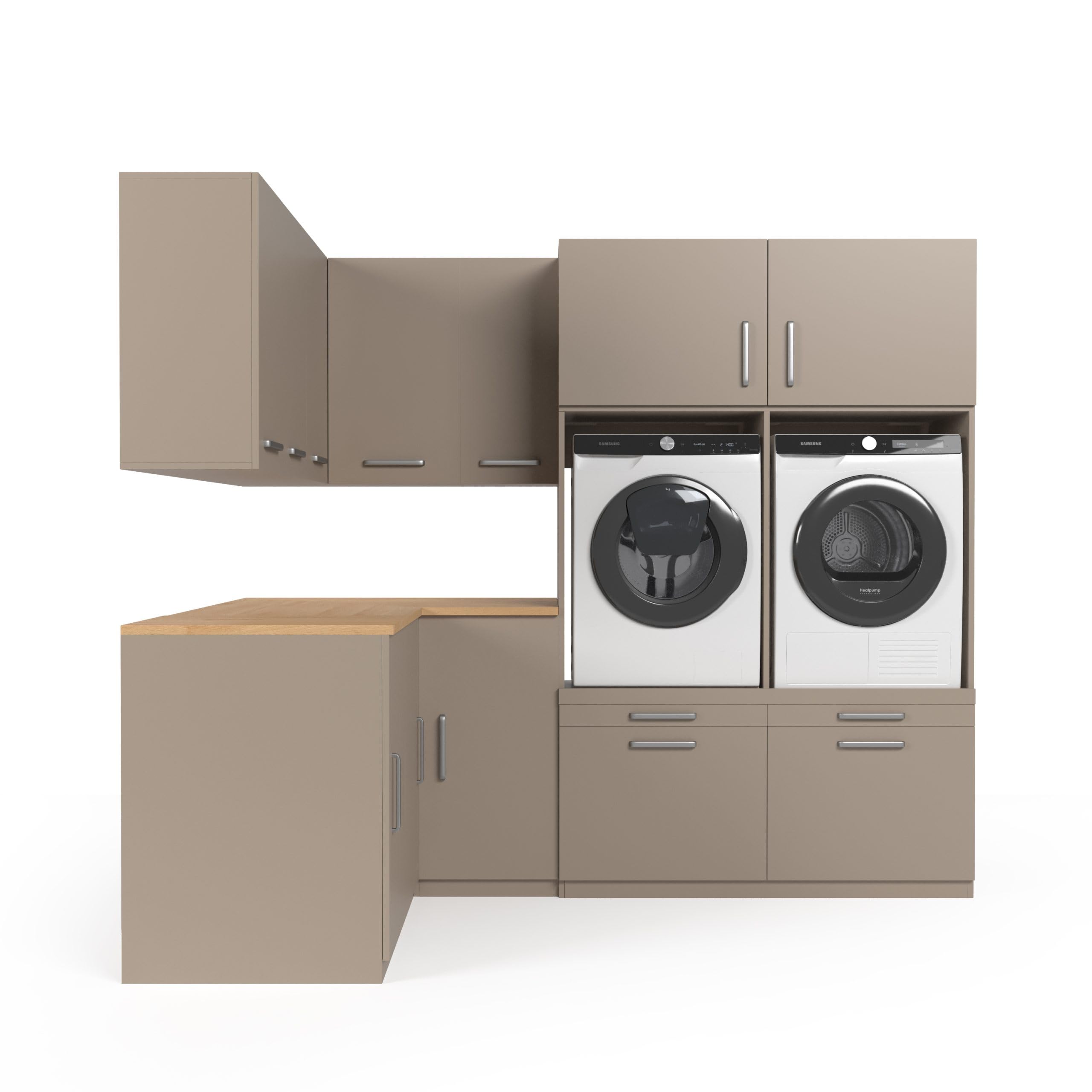 Lavadora Gabinete Amsterdam - Lavadora elevadora - Conversión a máquina - 700(D)*3130(B)*2350(H) mm - Gris pardo - Diseño ergonómico y elegante, que ahorra espacio y es fácil de colocar