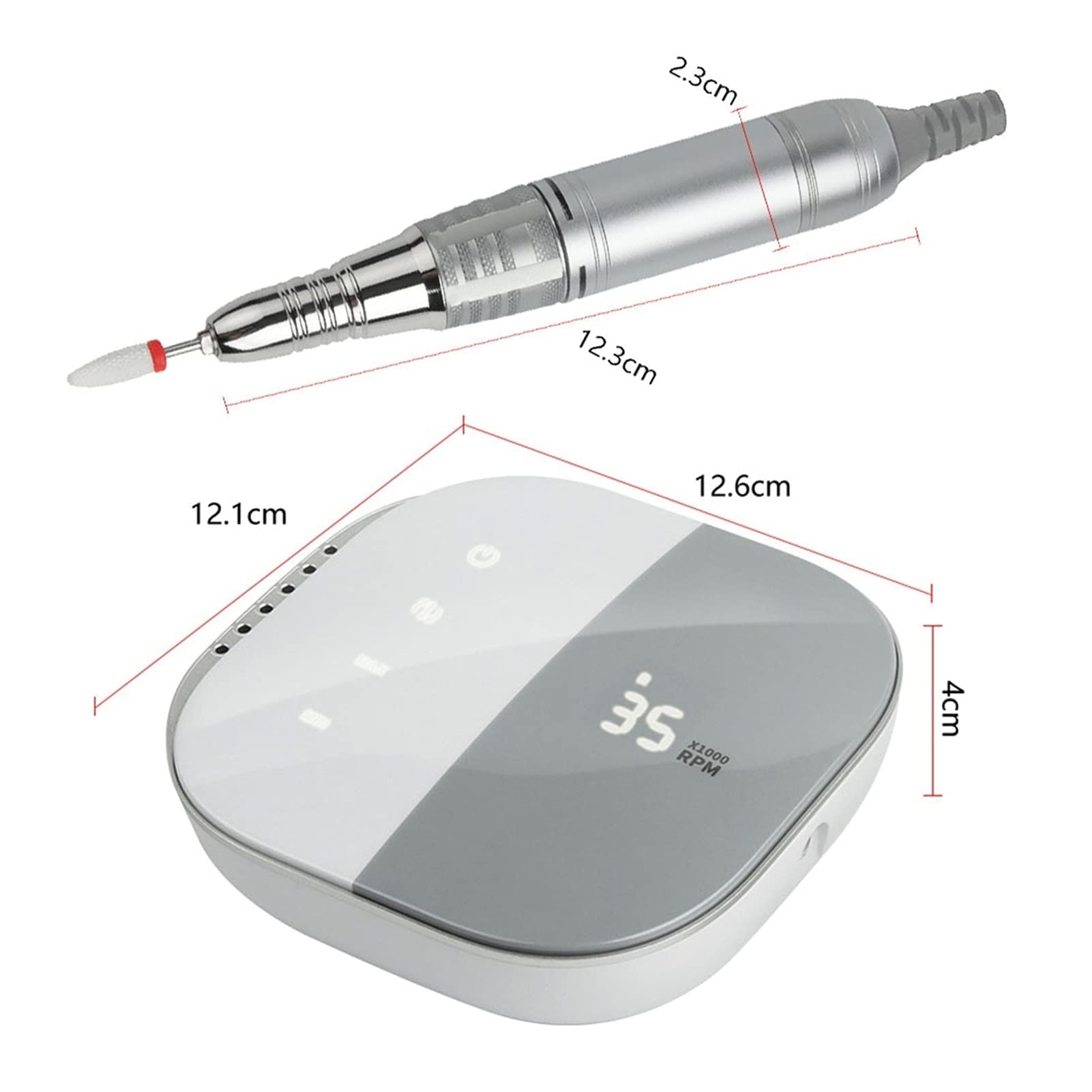 Lime elettriche per Unghie Trapano Elettrico per Unghie 35000 Giri/min Lima elettrica Display HD Penna per Manicure in Metallo Levigatrice Professionale per Tor