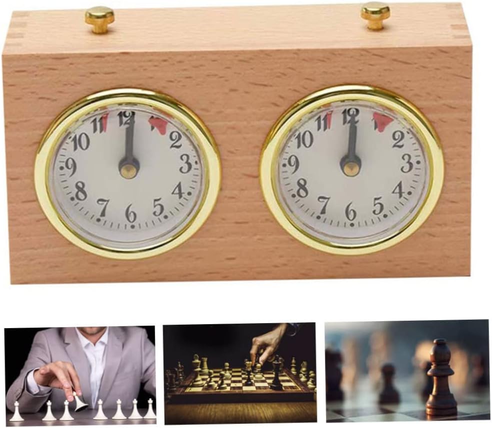 Chess Timer Clock, Chess Timer Clock Wooden Analog Game Mechanical Count Up Down for Competition