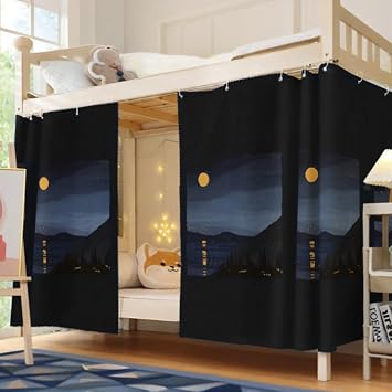 2 Panels Bunk Bed Curtains Dorm Privacy Bed Canopy Breathable Dustproof Home Loft Bunk Bed Drapes Room Blackout Decorative Shading Cloth