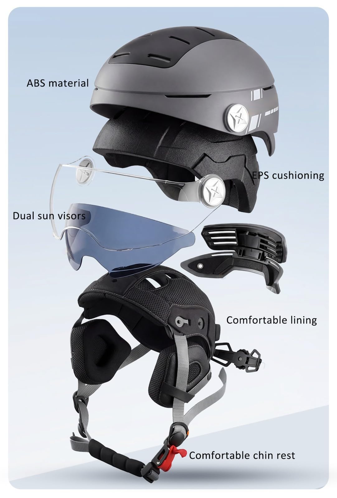 Kask motocyklowy z podwójną wizjerem, homologacja ECE 22.06, pasuje do cruiserów, skuterów i motorowerów, lekka wentylacja, unisex