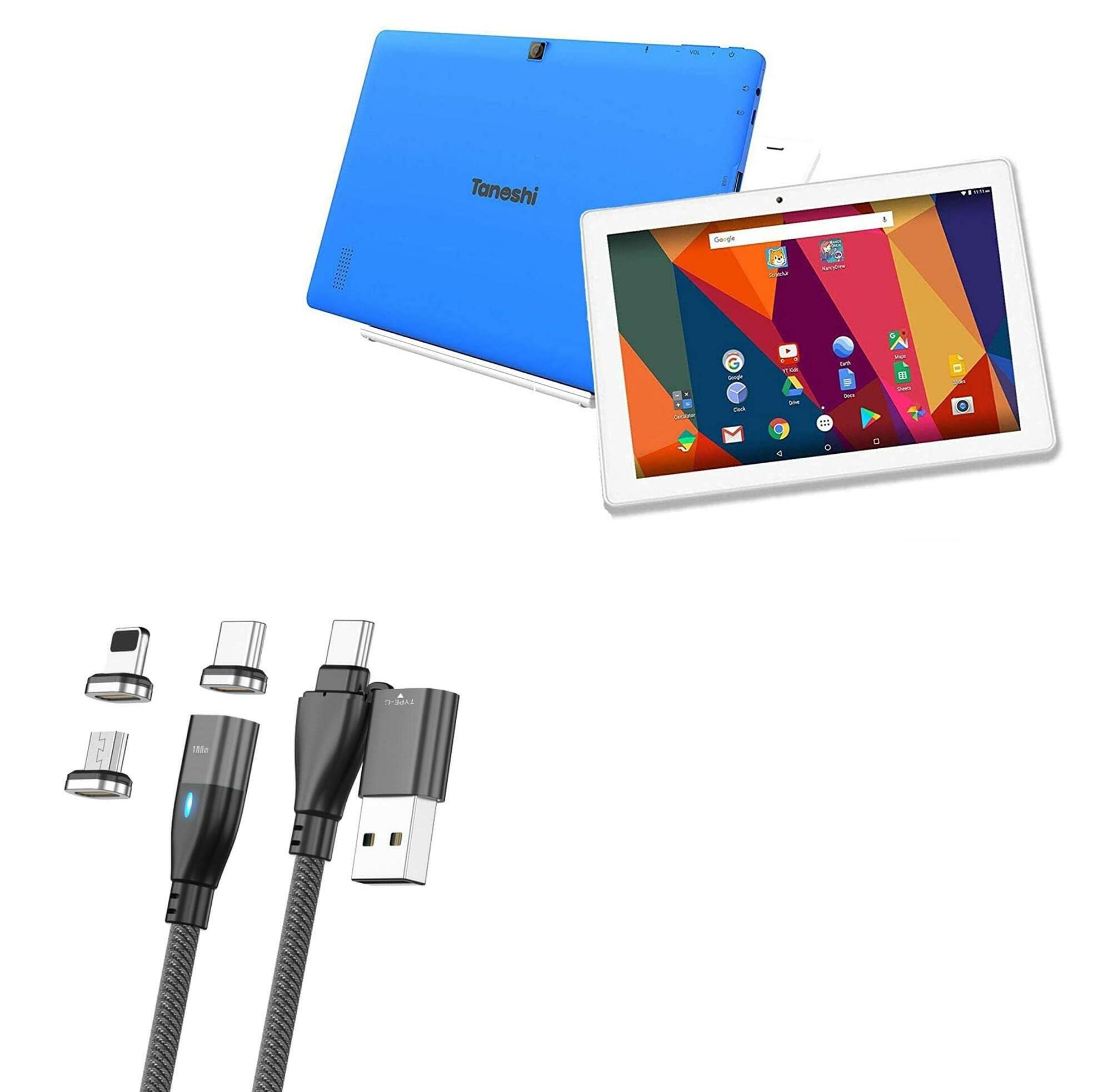 BoxWaveCable Compatible with Tanoshi 2-in-1 Kids Computer - MagnetoSnap PD AllCharge Cable (100W), Magnet PD 100W Charging Cable USB Type-C Micro USB for Tanoshi 2-in-1 Kids Computer - Jet Black