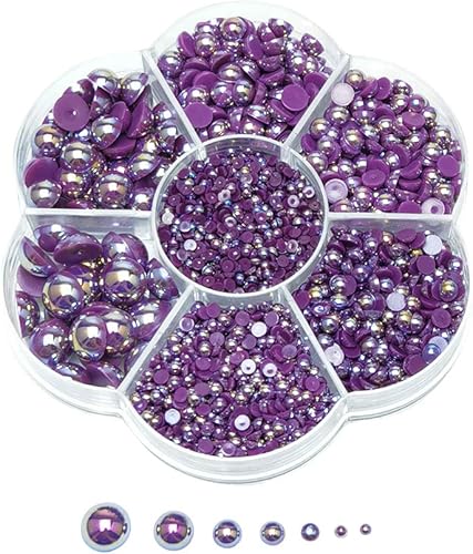 Chenkou Craft - 1 caja con 3000 mitades de perlas, cuentas circulares con inferior plano, gemas sueltas