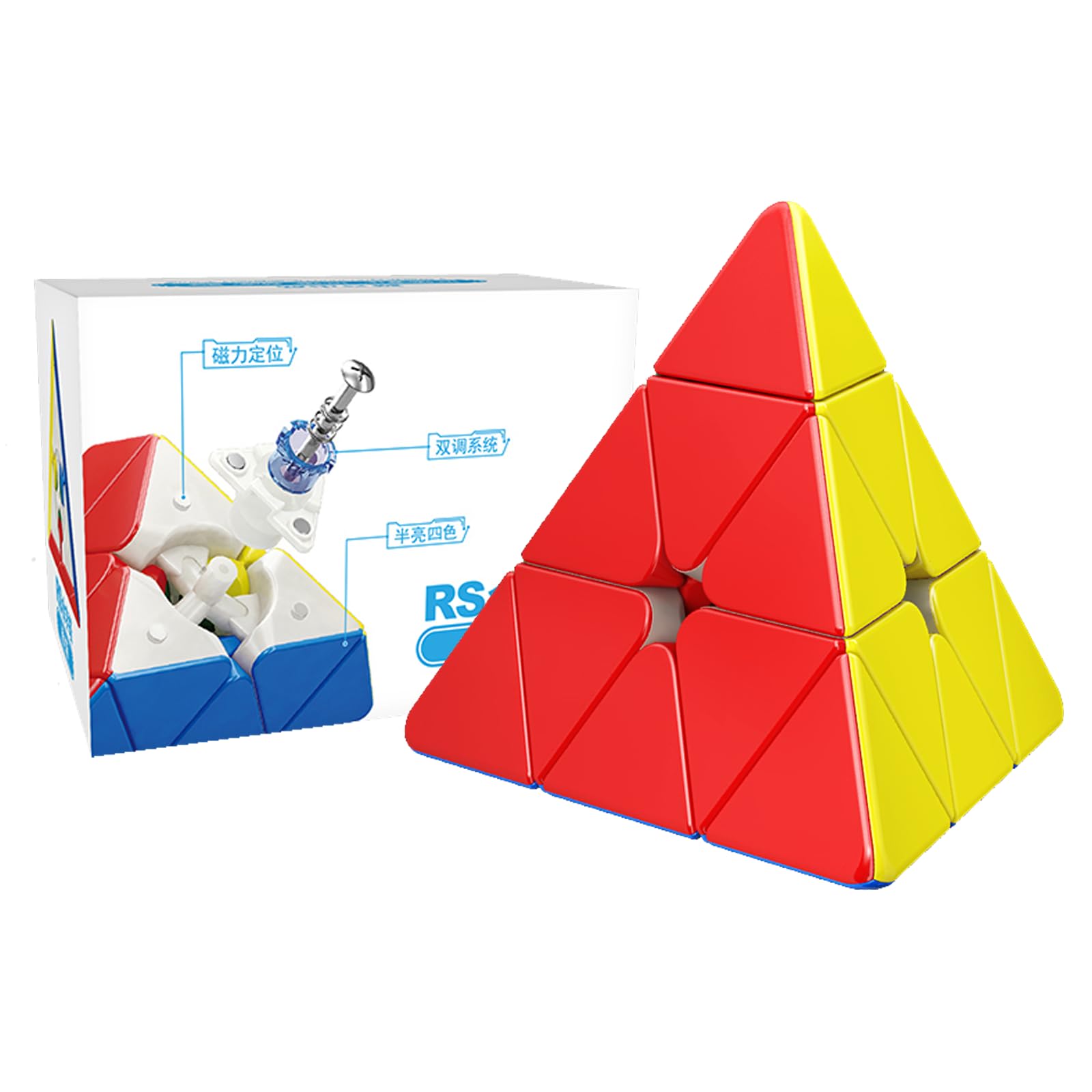 Moyu RS Pyraminx Magnetic Pyramid Puzzle Stickerless Magic Cube Easy Turn & Smooth Faster & Professional Triangle Cube(Magnetic Version)