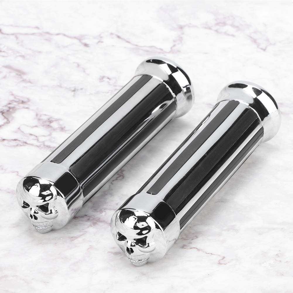 Coprimanubrio a forma di teschio in alluminio da 25 mm per moto, adatto universalmente per, impugnatura in gomma resistente con design confortevole per ridurr