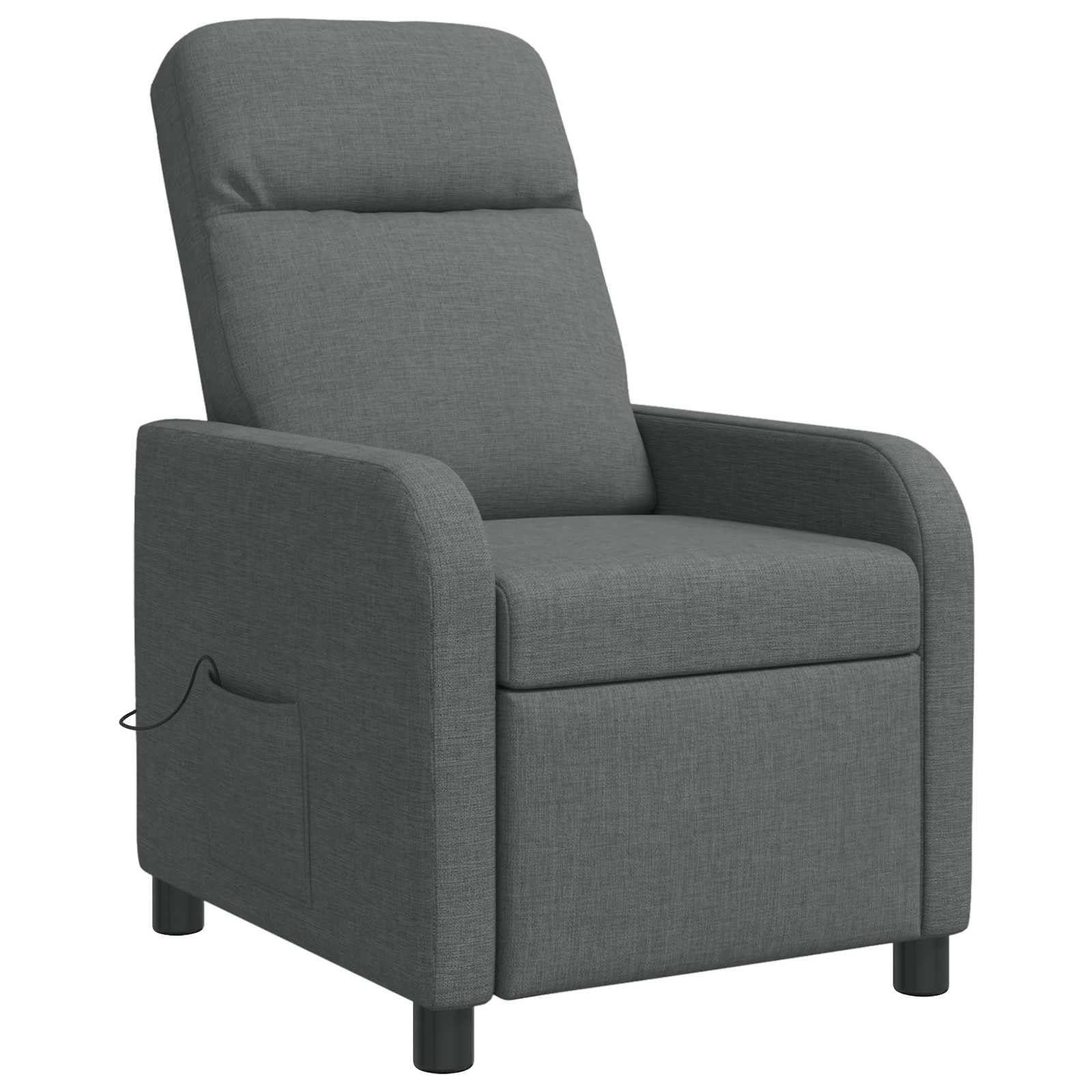 Poltrona relax in tessuto grigio scuro con schienale regolabile 115-160