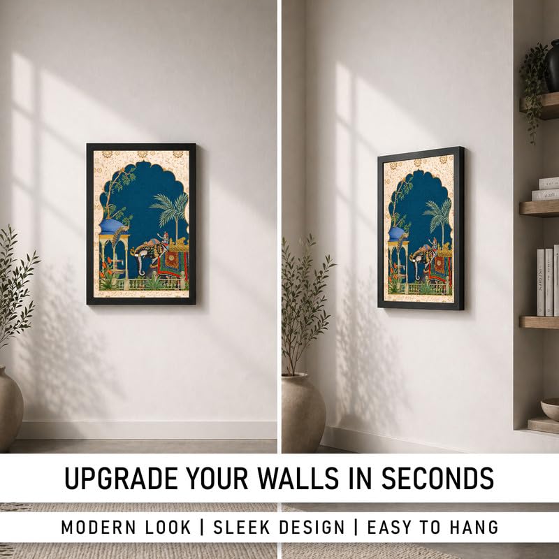 Image of inchRoyal Indian Elephant Premium Framed Wall Poster (12x18 Inch) | Traditional Indian Wall Art | Home & Office Decor for Bedroom, Living Room & Workspace | Ready-to-Hang Display Frame