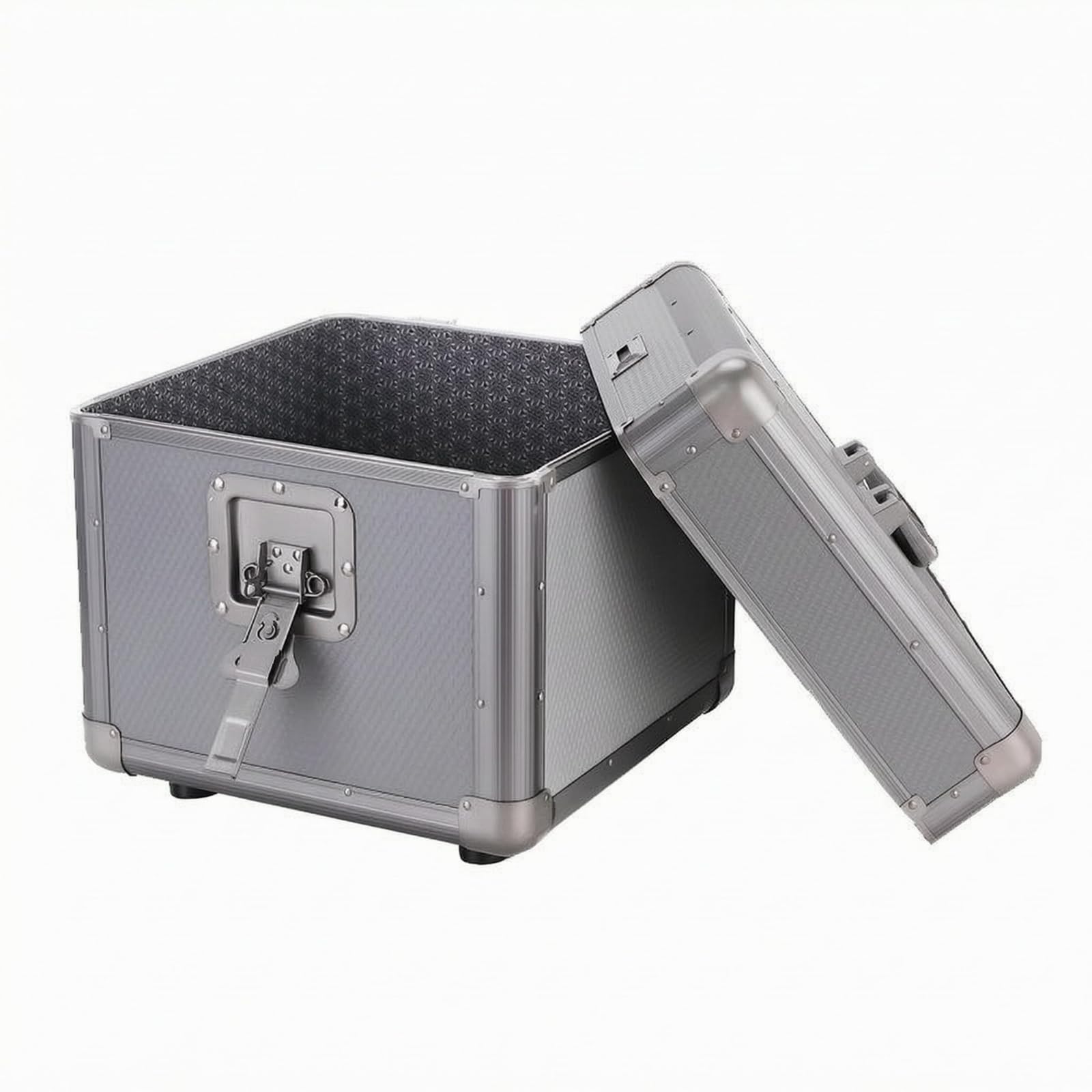 Milageto Valigetta Portaoggetti in Alluminio Cassa Organizzatore Scatola Contenitore Cassaforte con Coperchio Rimovibile Interno Scuro Ordinato Chiusura Sicura, Grigio, Titanio, Grande 357