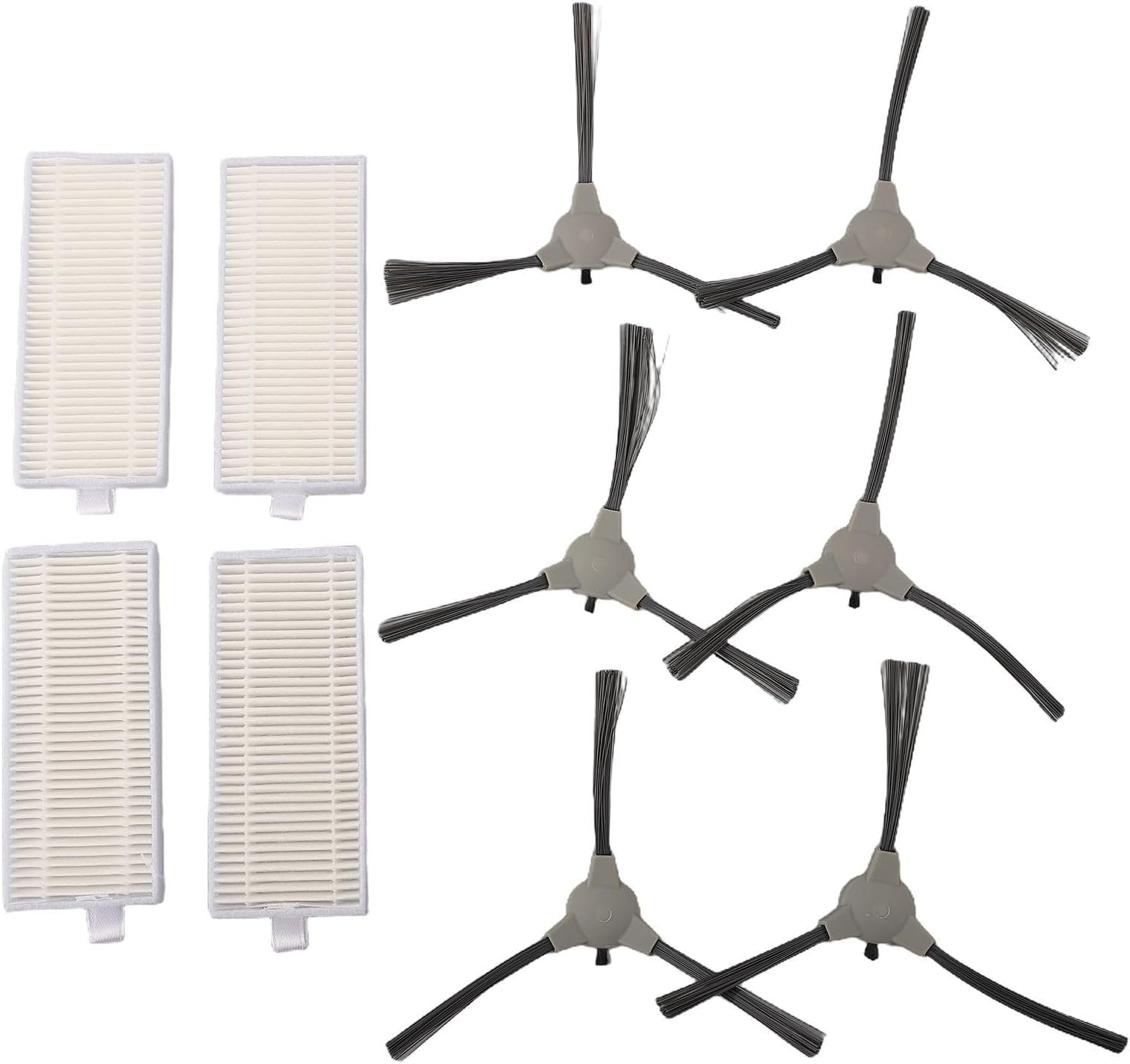 Replacement Side Brush and Filter Kit for ROPVACNIC A1 Robot Vacuum Cleaner, Sturdy Plastic Nylon Brushes and High-Efficiency Filters for Improved Corner Cleaning(A)