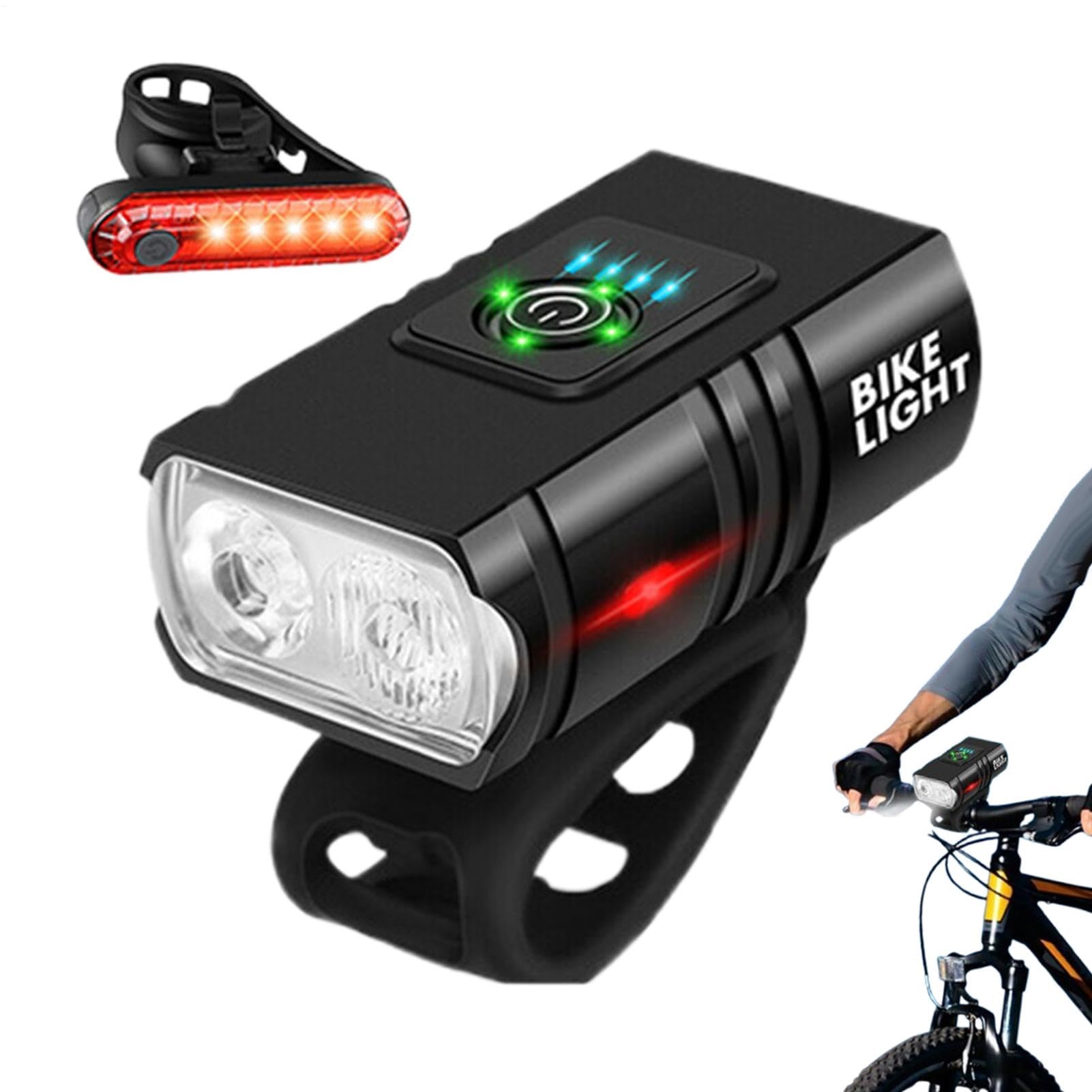 Światła rowerowe na nocną jazdę, ładowane przez USB, 1000LM, reflektor i tylne światło, wysoka jasność, wodoodporne światła na bezpieczeństwo, lekkie przednie i tylne światło rowerowe do dojazdu do